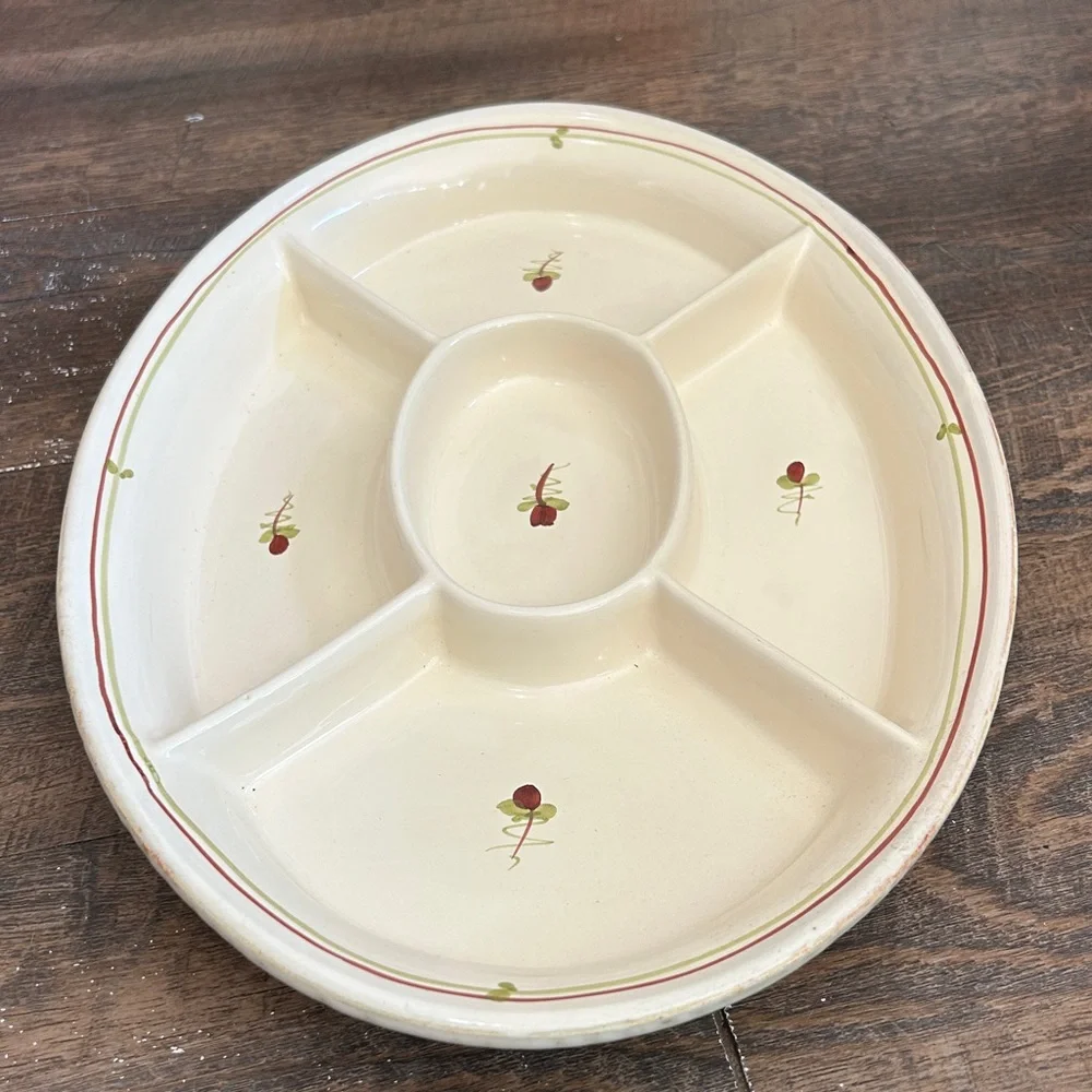 Vietri, Italy! Fiori Di Bosco 5-Part Relish Tray Oval Serving‎ Dish